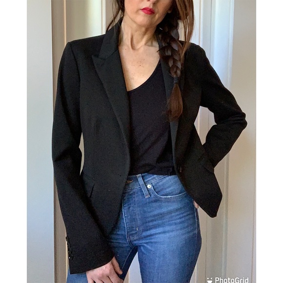 Black Chic Like New Express Black Lined Single Button Jacket Blazer 4 S - Picture 5 of 9